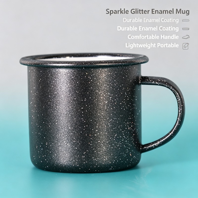 Coffee Equipment For Home - Taza Esmaltada Vintage con Patrón de