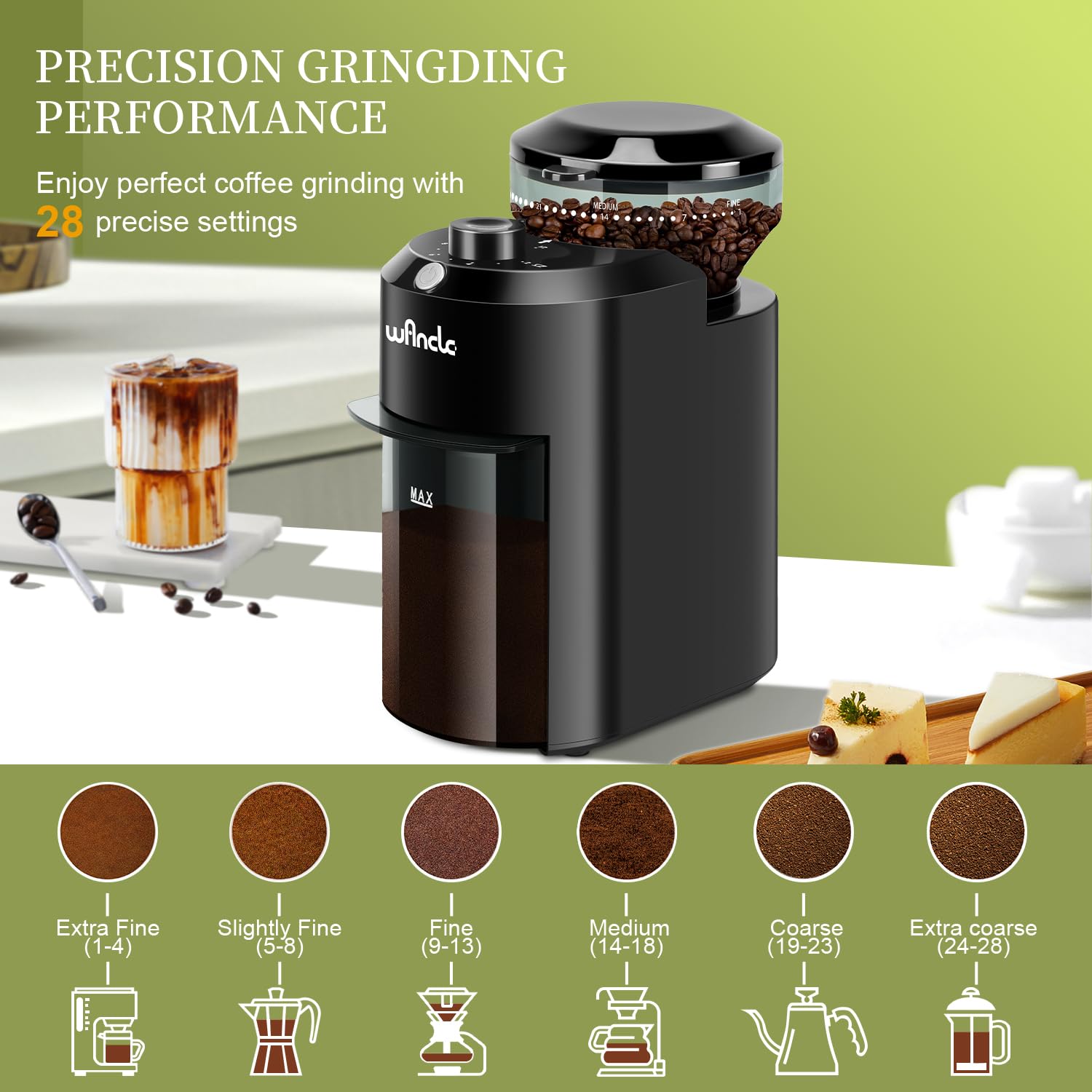 Molinillo de café automático W - Coffee Grinder Burr Flat reseña y precio