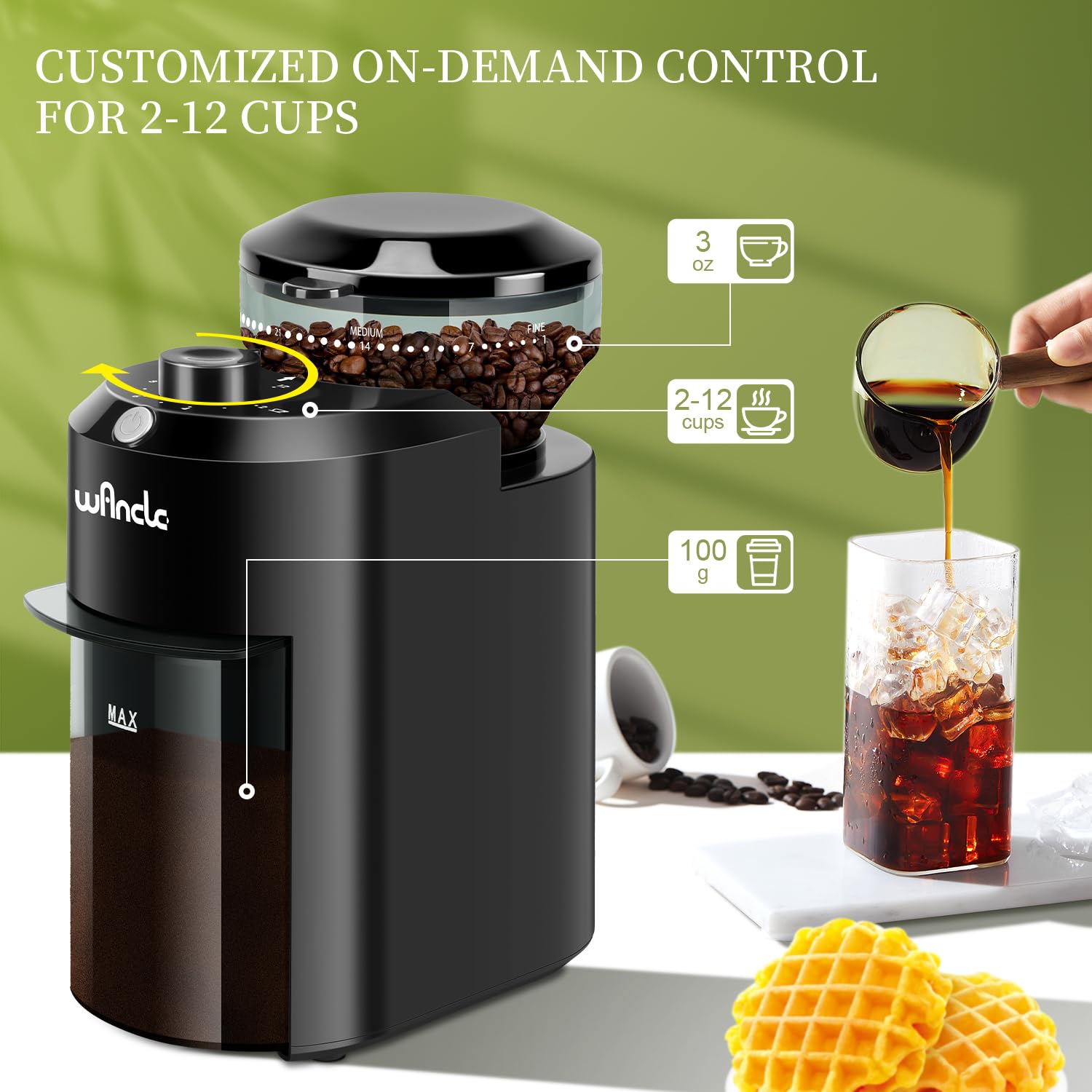 Molinillo de café automático W - Coffee Grinder Burr Flat reseña y precio
